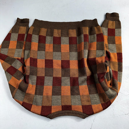 Jos A Bank VTG Mens L Pure Merino Wool Sweater Italy Checkboard 80s Patchwork
