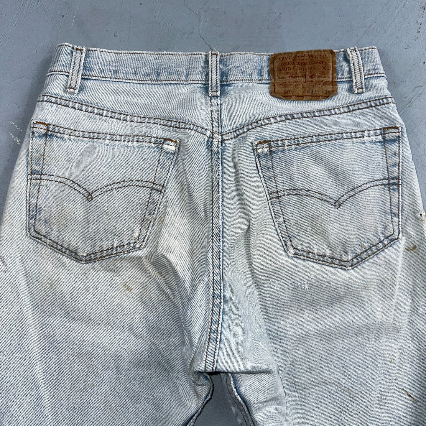 Levis 501 Vintage 90s USA XX Straight Leg Jeans Blue Light Wash 33x34 Act 30x32