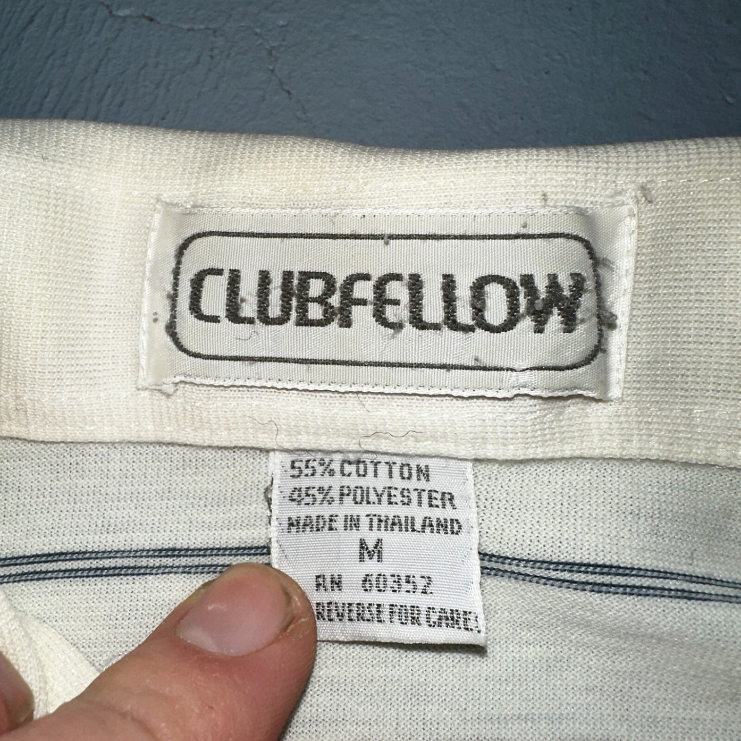 Striped 1980s Polo VTG T Shirt 80s Club Fellow White Stained Simple Tee