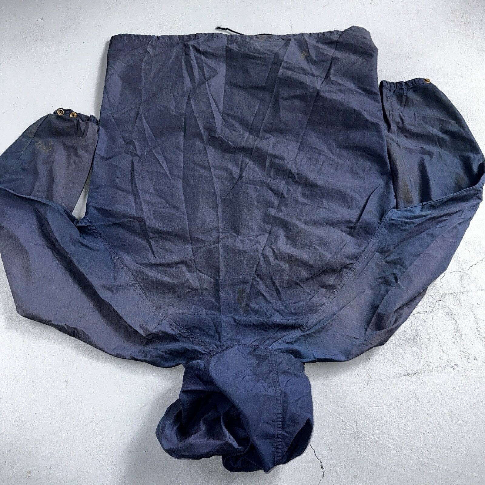 Eddie Bauer VTG Hooded Barn Jacket S Blue Cotton Chore Coat Track Hiking 90s