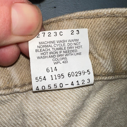 Levis 550 Vintage 90s USA Orange Tab Relaxed Tapered Leg Beige Tan Jeans 38x30