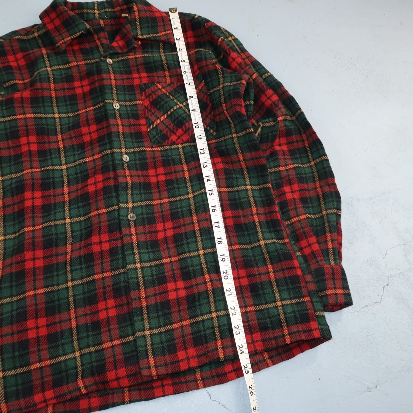 VTG 60s Wool Button Down Shirt Loop Wool Plaid Flannel Shirt 50s Red Rockabilly