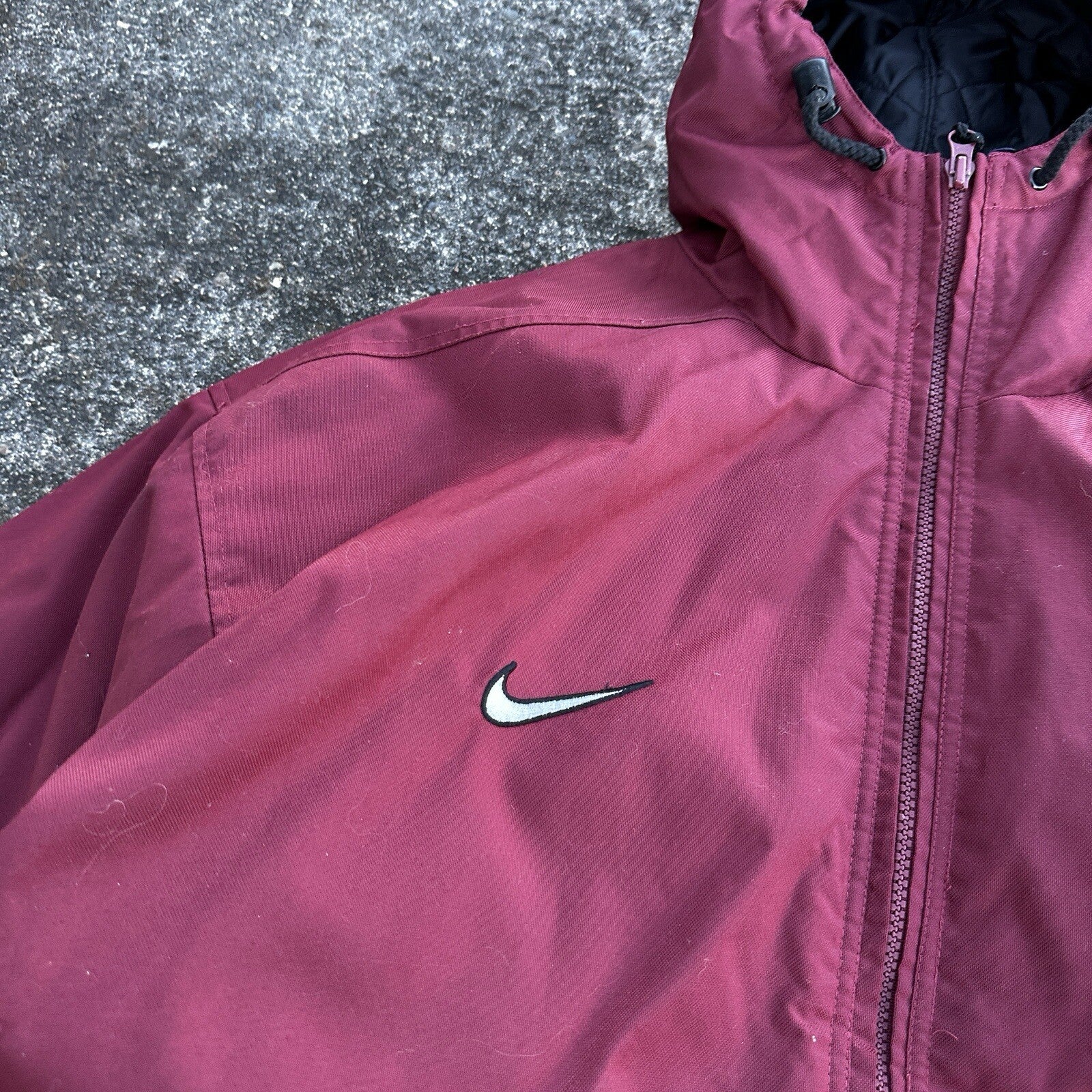VTG 90s Nike Team Sports Logo Spellout Coat Jacket Parka Men’s M 1990s Red