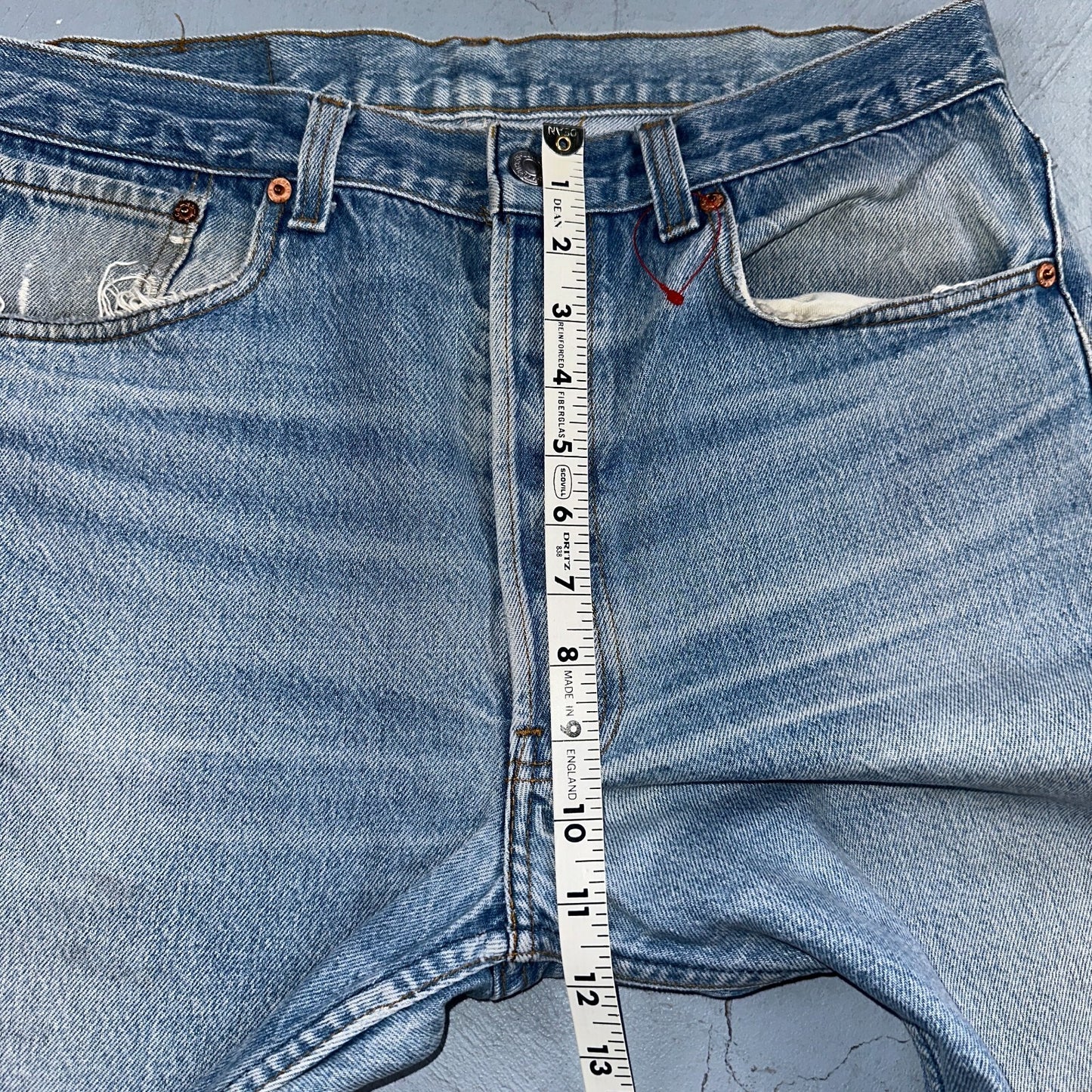 Levis 501 Vintage 90s USA XX Straight Leg Jeans Blue Light Wash 35x36 Act 32x27