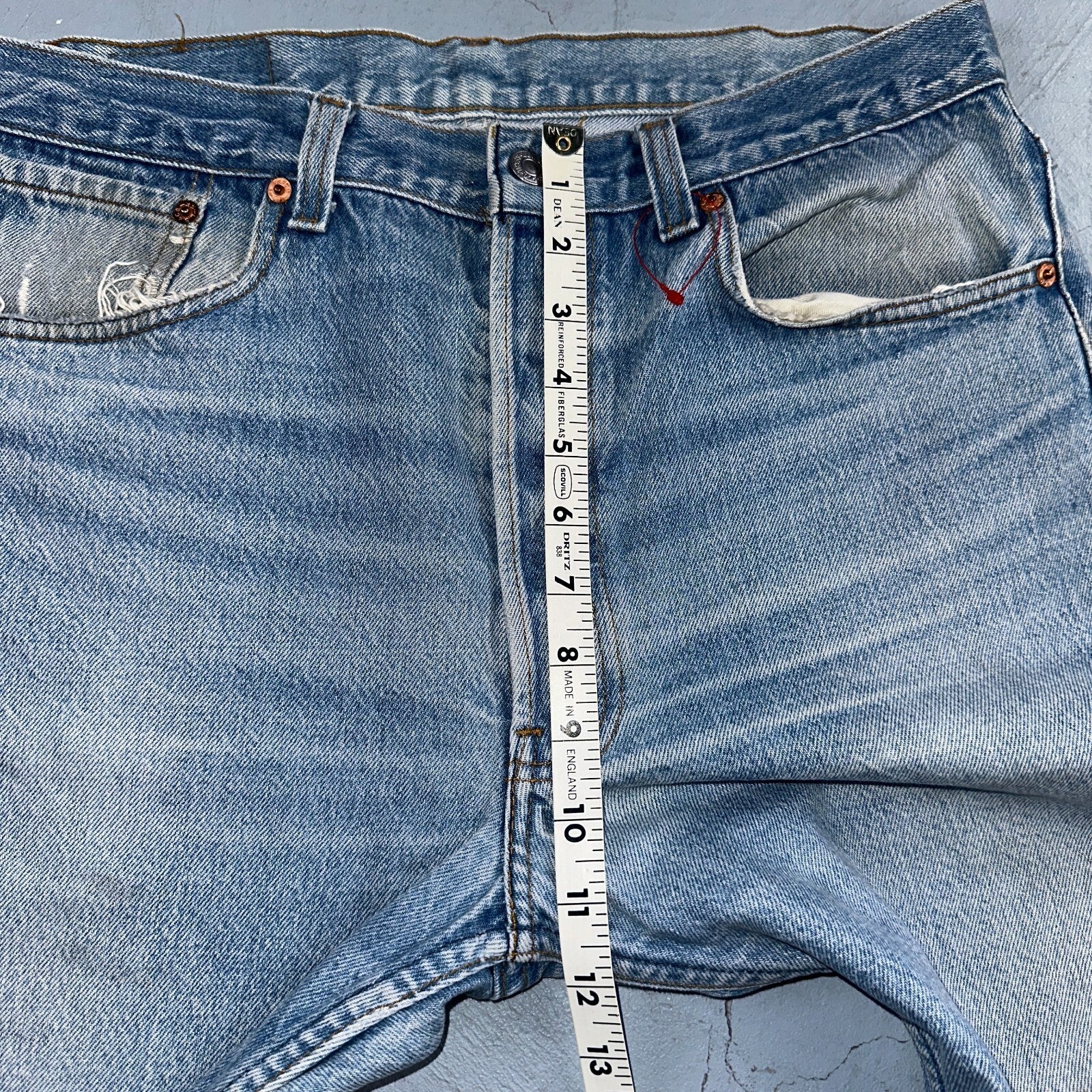 Levis 501 Vintage 90s USA XX Straight Leg Jeans Blue Light Wash 35x36 Act 32x27