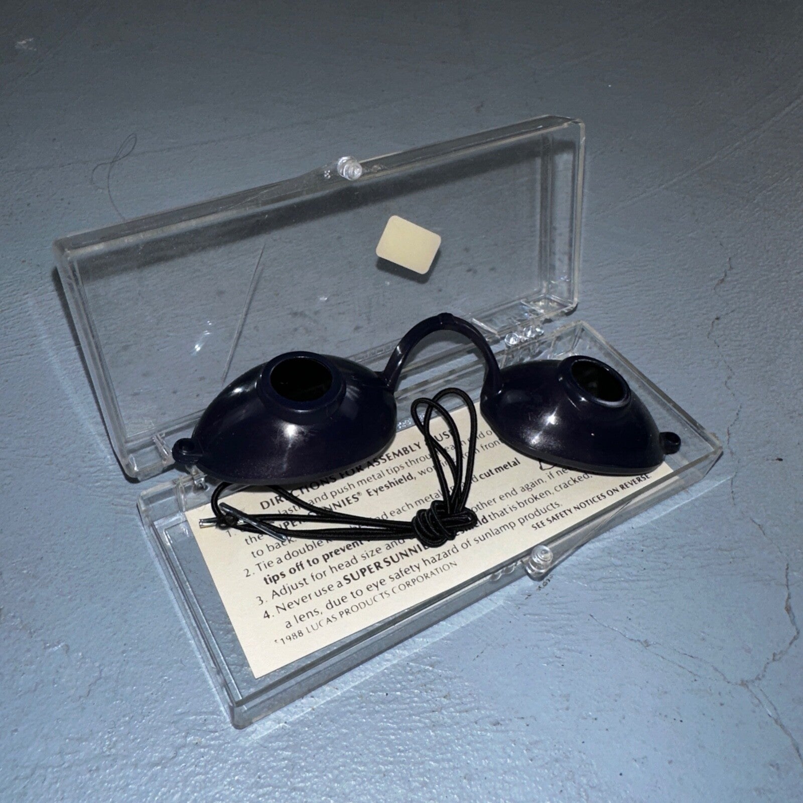 Vintage 1986 LUCAS Super Sunnies Eyeshields Navy Tanning Bed Protection Eyewear