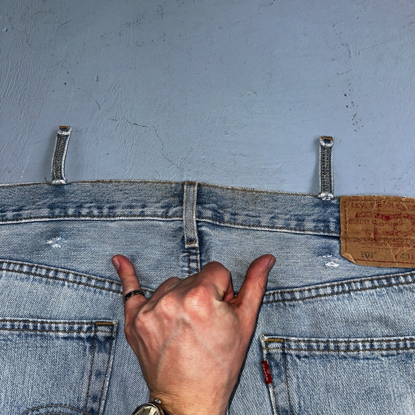 Levis 501 Vintage Y2K XX Straight Leg Jeans 90s Blue Light Wash 40x30 Act 40x29