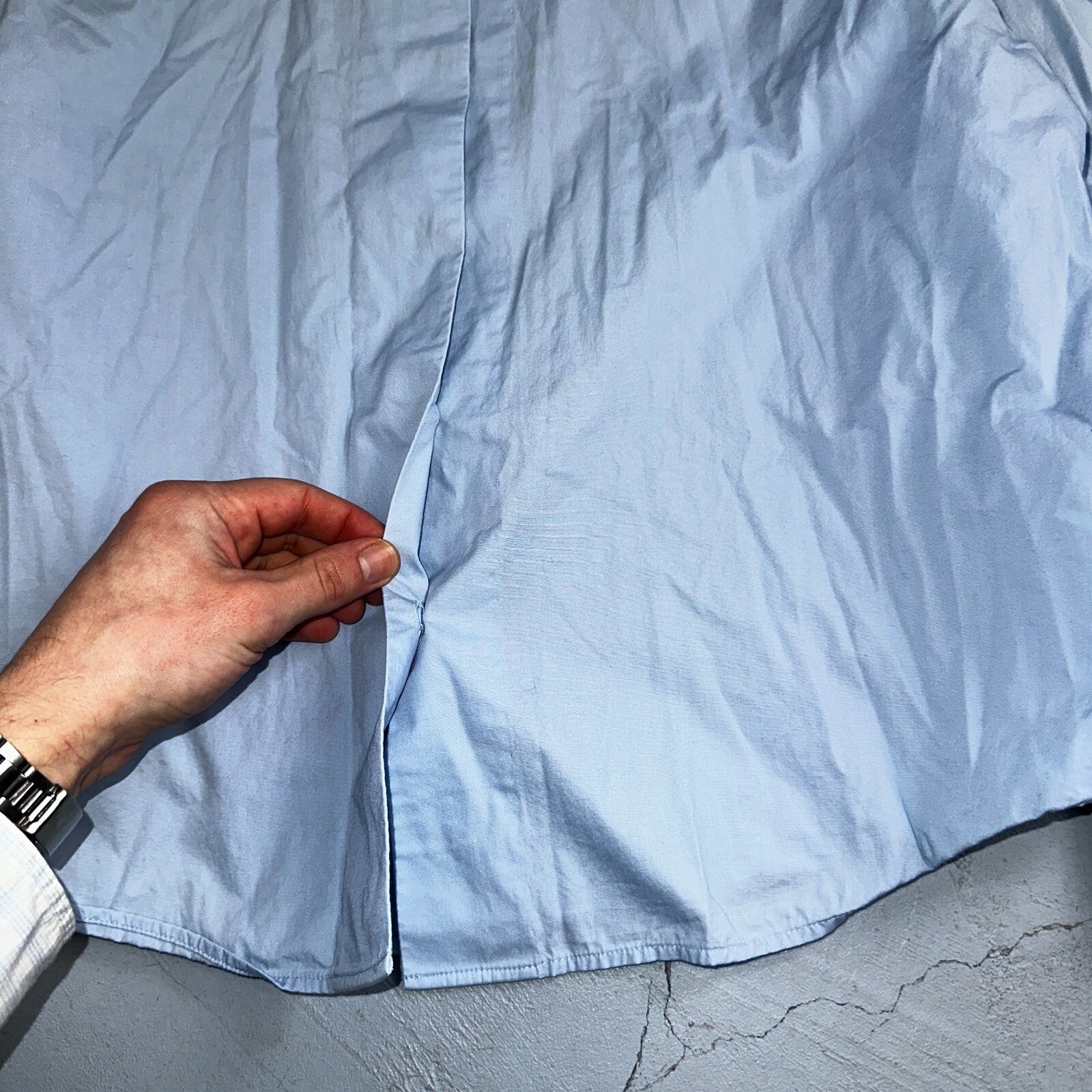 H&M Dress Shirt Womens Size 14 Blue Basic Long Sleeve Button-Up HM Casual