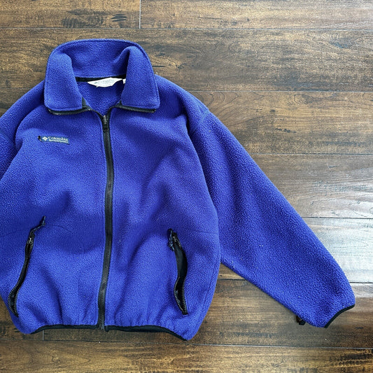 Vintage Columbia Color Block Fleece Purple USA Made Jacket Women's Size M 90s