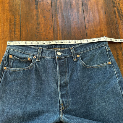 VTG Levis 501 XX Button Fly 90s USA Jeans Denim Straight Capri 34x30 Act 32x25