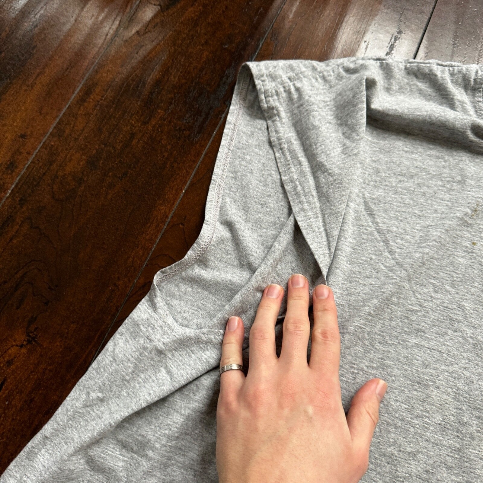 Nike Trashed Center Swoosh Vintage T Shirt 90s Basic Grey Gym Rat Stained