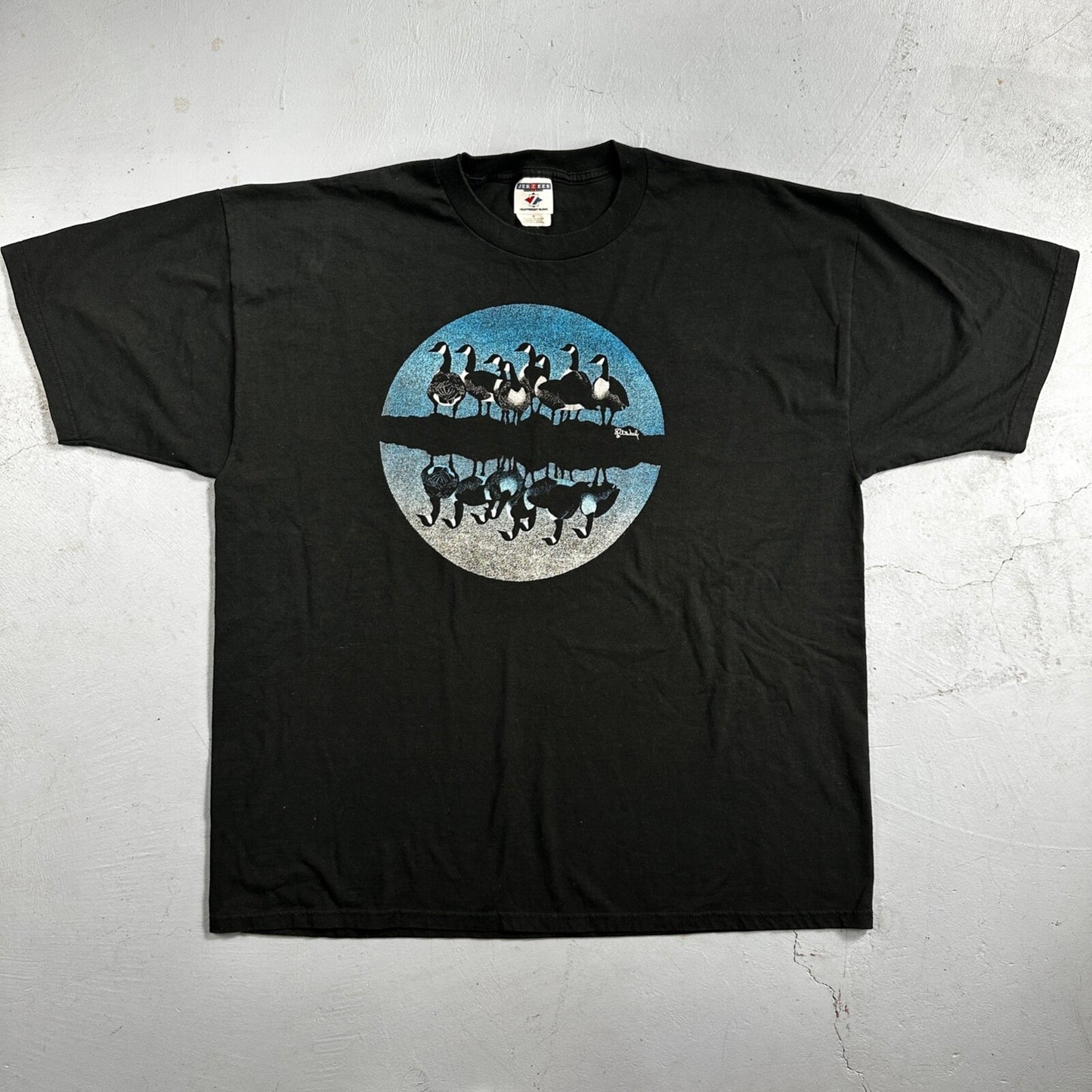 Art Geese Duck 90s VTG T Shirt Debby Neely Charles Perdew October Moon Reflect