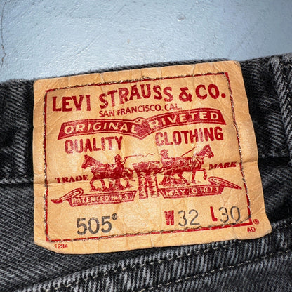 Levis 505 Vintage Y2K Straight Leg XX 2000s Jeans 32x30 Black Light Wash 31x29