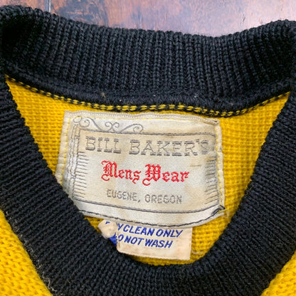 1950s Bill Bakers Oregon 50s USA Made Vintage Sweater Yellow Wool Rare 40s WWII