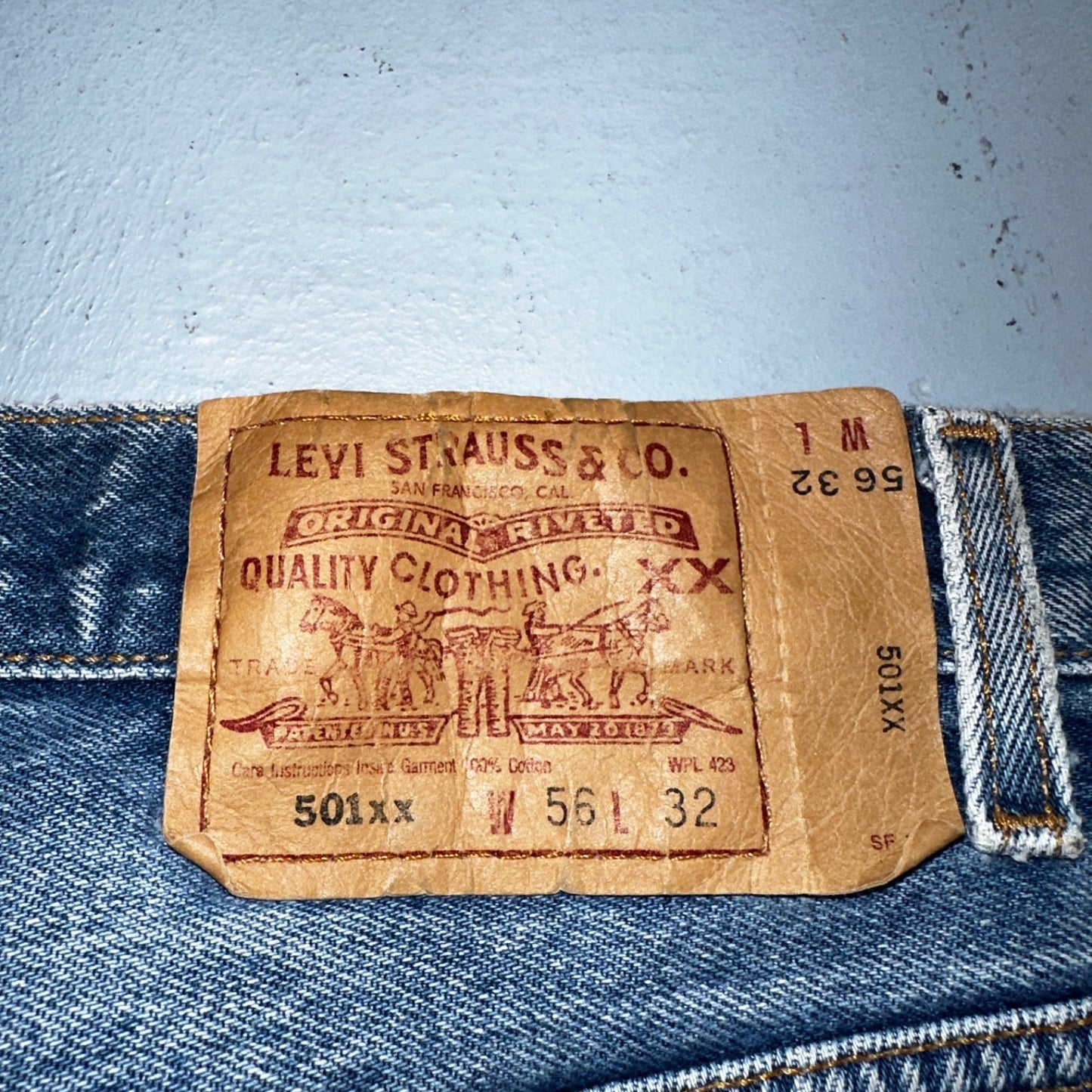 Levis 501 Vintage 90s Mex XX Straight Leg Jeans Blue Light Wash 56x32 Act 50x28