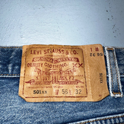 Levis 501 Vintage 90s Mex XX Straight Leg Jeans Blue Light Wash 56x32 Act 50x28