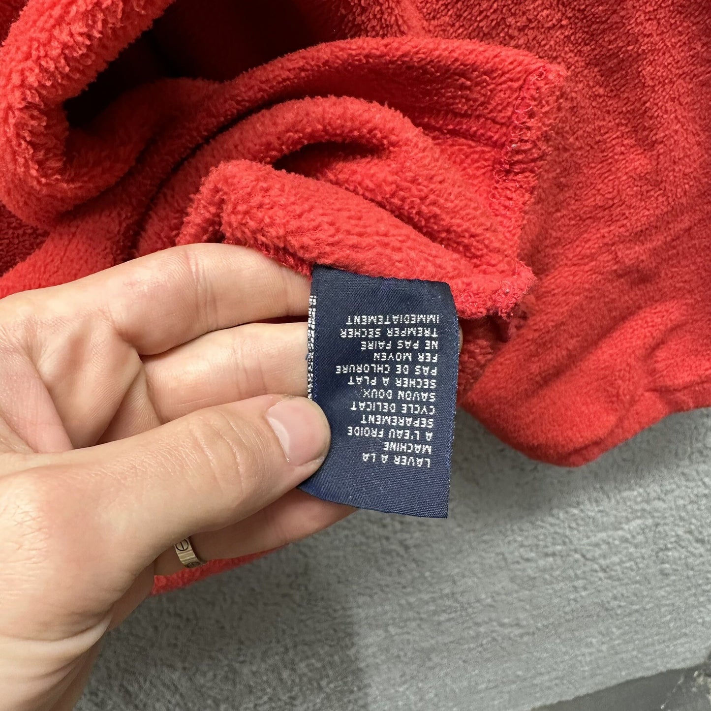 Tommy Hilfiger Logo Quarter Zip Fleece Vintage Red Pullover Jacket 80s 90s Rare