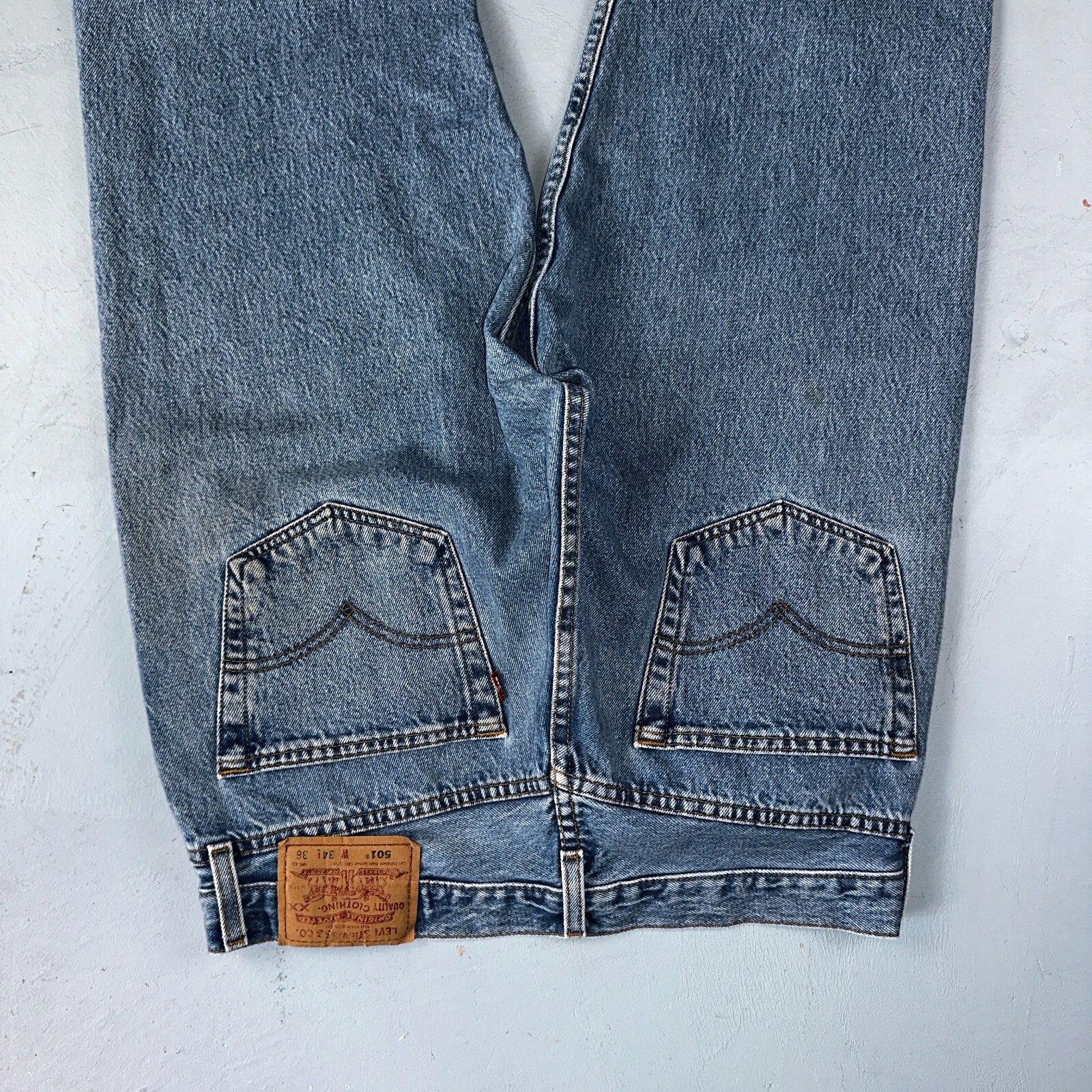 Levis 501 Vintage Y2K XX Straight Leg Jeans 90s Blue Light Wash 34x36 Act 32x34