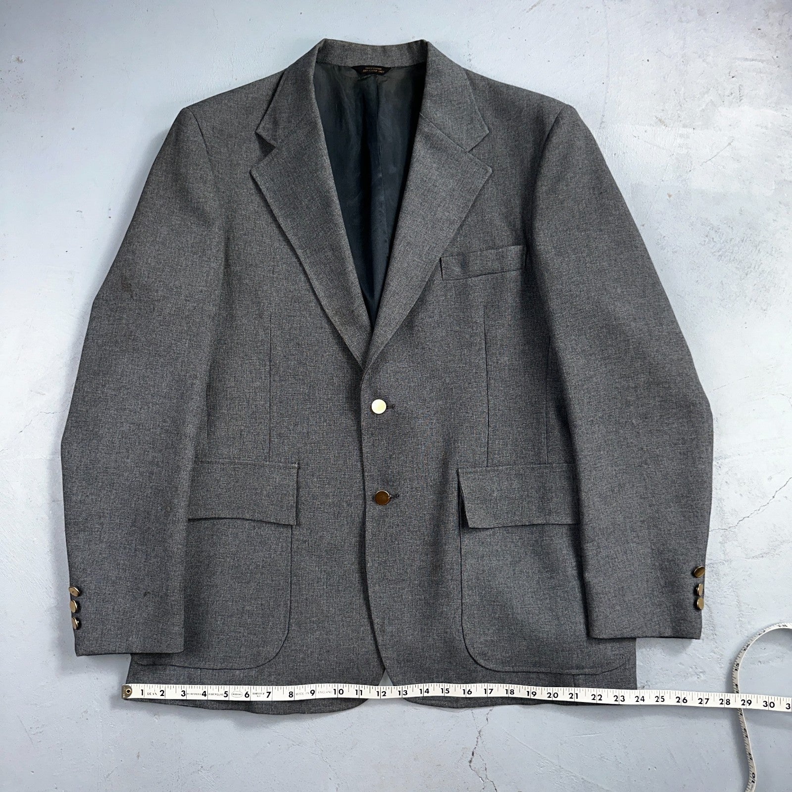 VTG Mens 2 PC Suit 44L Jacket Coat Vest Gray Levis Panatela Wool 80s