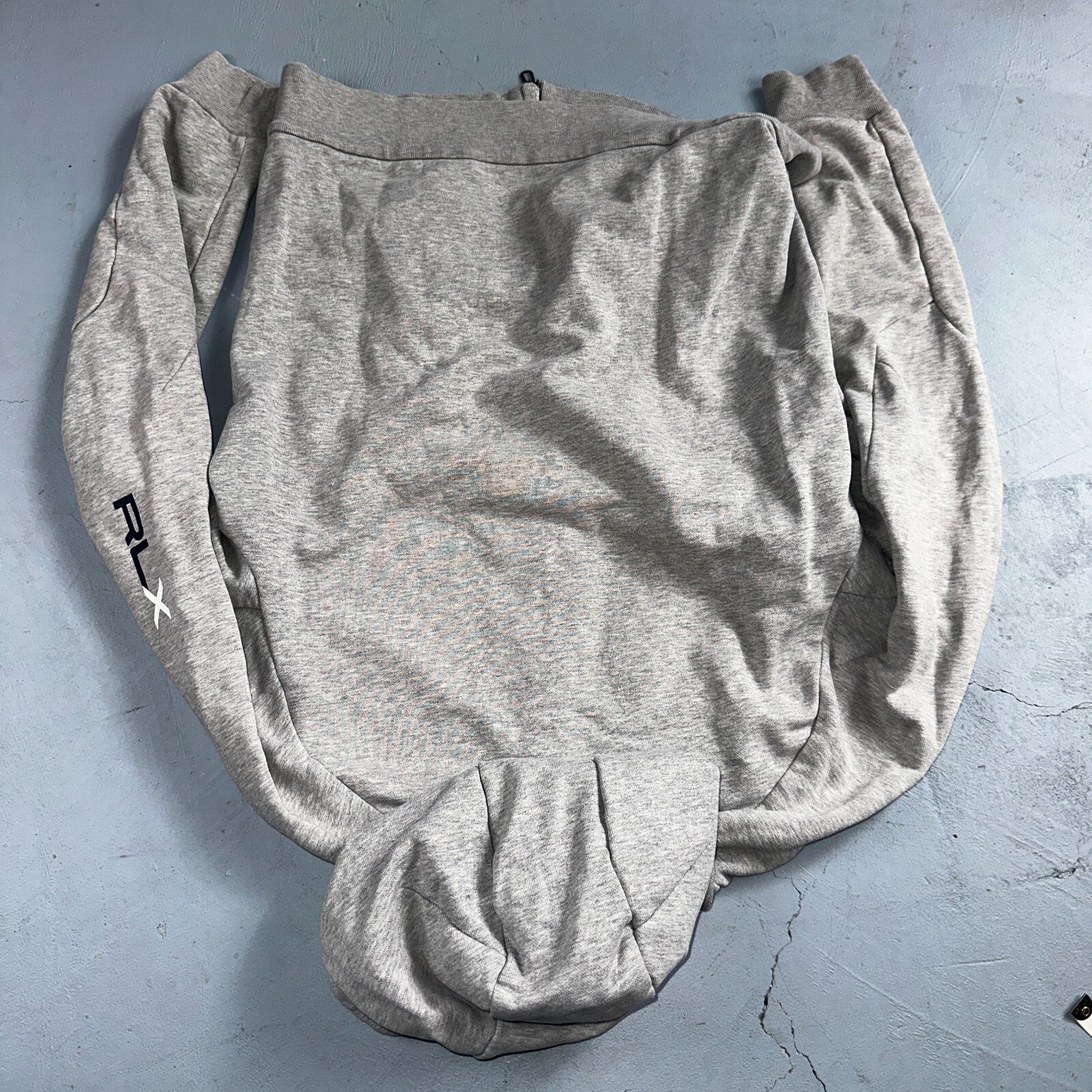 RLX Ralph Lauren Hoodie Mens Medium Gray Hybrid Pullover Gray Logo Training Gym