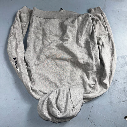 RLX Ralph Lauren Hoodie Mens Medium Gray Hybrid Pullover Gray Logo Training Gym