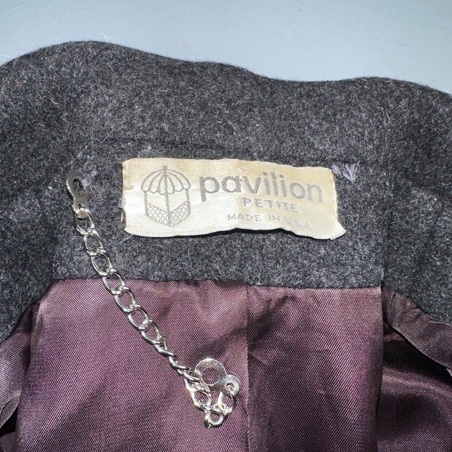 VTG Pavilion Petite Gray Coat  Womens  Double Breasted Long Trench Overcoat Sz L