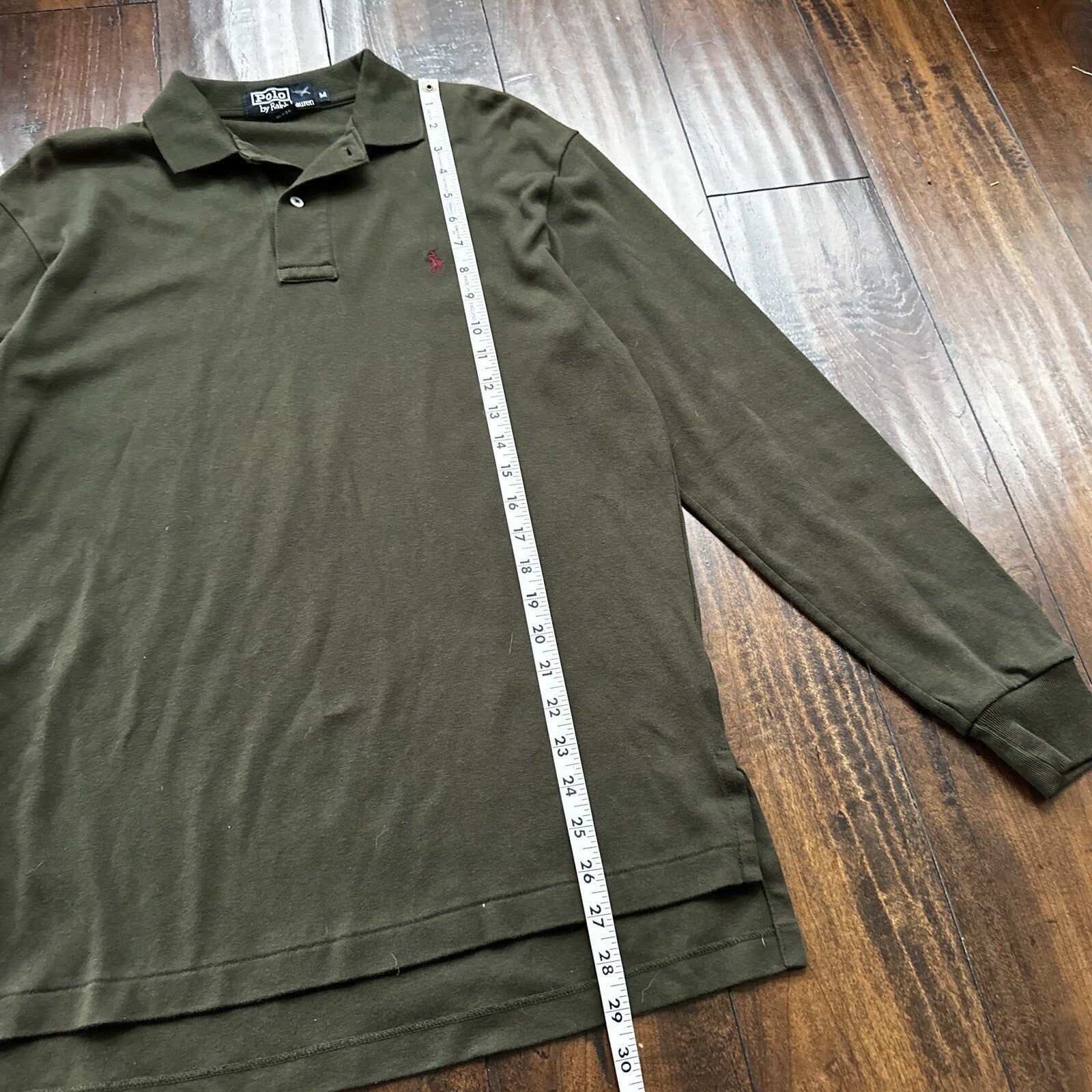 Vtg 90s Polo Ralph Lauren Mens T-Shirt Long Sleeve Green Sz Medium Made in USA