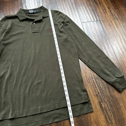 Vtg 90s Polo Ralph Lauren Mens T-Shirt Long Sleeve Green Sz Medium Made in USA