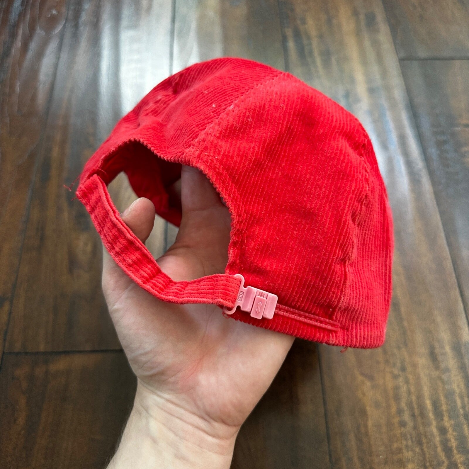 ABC Sports Corduroy Red VTG Hat Cap Snapback 80s TV Television Basketball