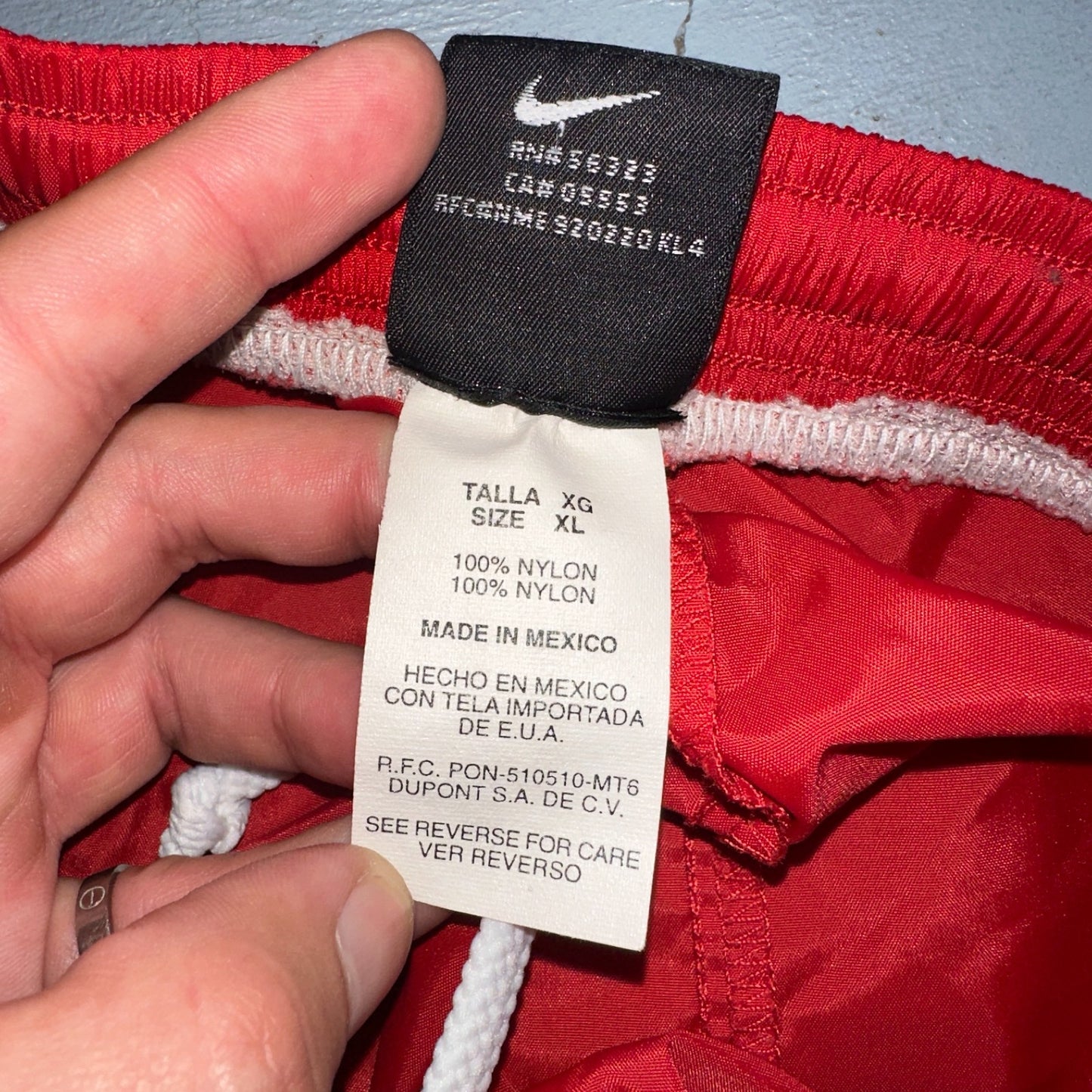 Nike Vintage Red Nylon Shorts Swoosh XL 90s Black Tag 6” Inseam Running Swim