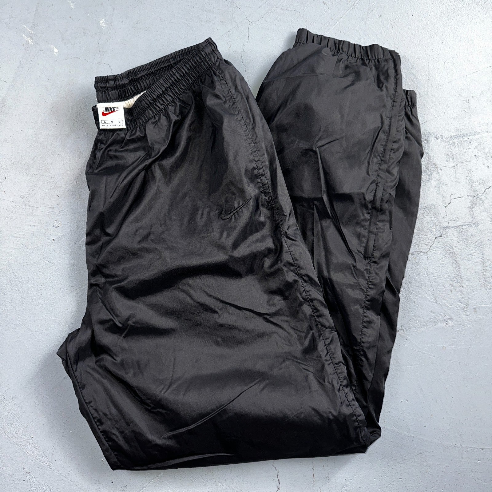 Nike VTG 90s Windbreaker Track Pants Ankle Zip Lined Black 1990s Essential