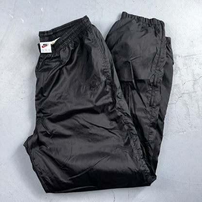 Nike VTG 90s Windbreaker Track Pants Ankle Zip Lined Black 1990s Essential