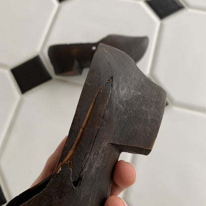 Antique Primitive Early Carved Wood Pair Clogs Shoes 1919 France Dutch Slippers