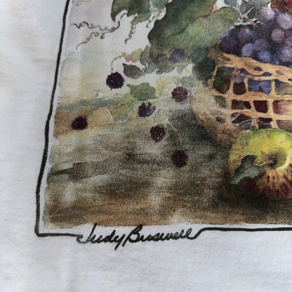 Fruit Basket Art VTG T Shirt Judy 90s Apple Grapes Teapot Elegant Pop Music L