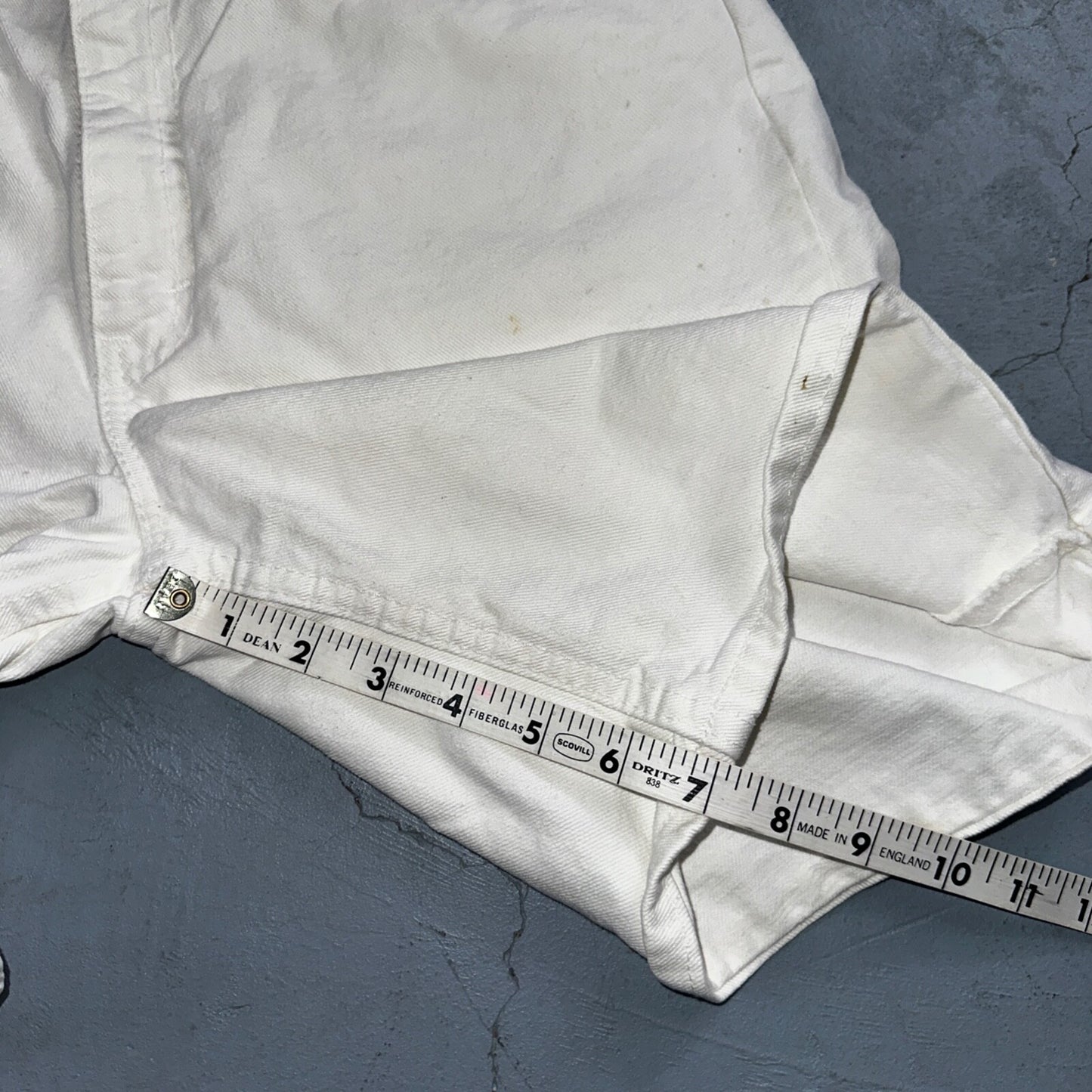 Vintage 90s Levis 950 White Denim Orange Tab Relaxed Shorts 7 High Waist