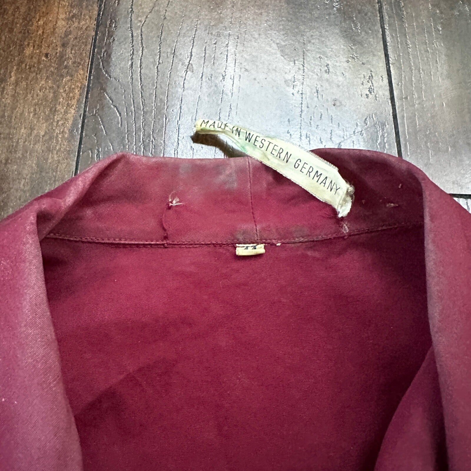 1960s 60s Jacket Shirt Bogner Germany Long Sleeve Button Snap Rockabilly Maroon