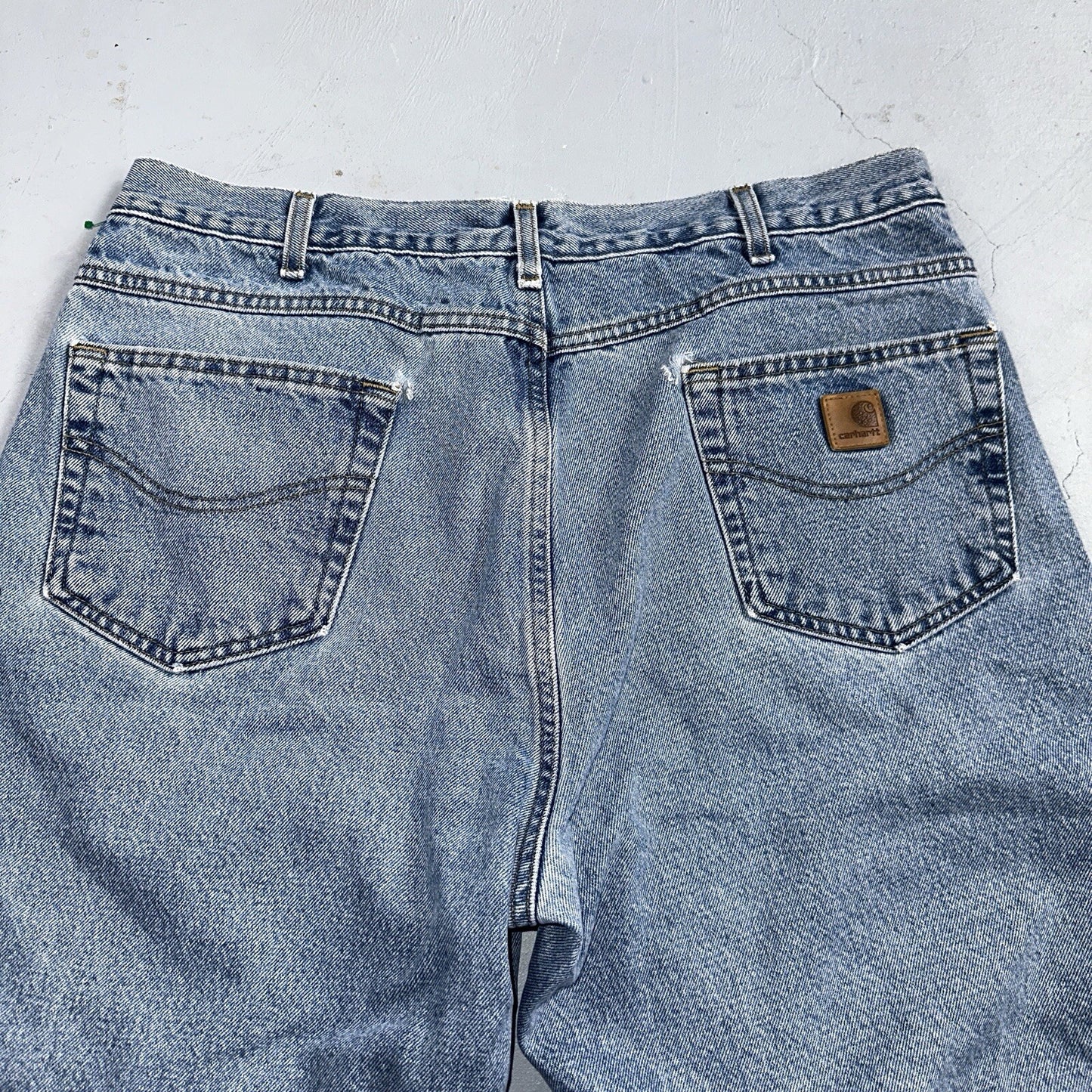 Carhartt Jeans Mens 38x32 Blue Denim Flannel Lined Relaxed Fit Chore Workwear