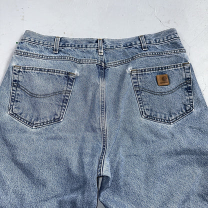 Carhartt Jeans Mens 38x32 Blue Denim Flannel Lined Relaxed Fit Chore Workwear