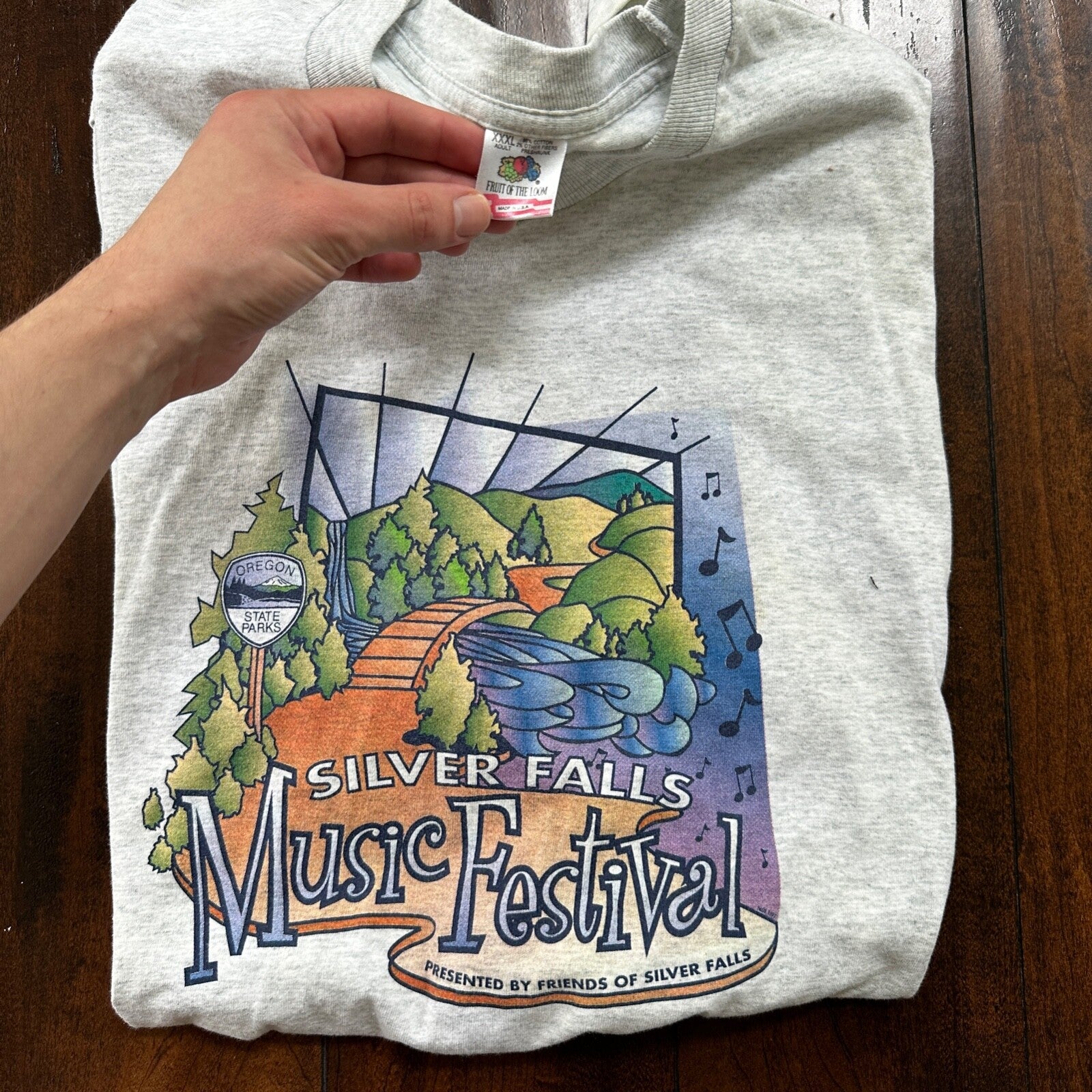 Silver Falls Music Festival VTG T Shirt FOTL 3XL USA Grey Friends Oregon PDX