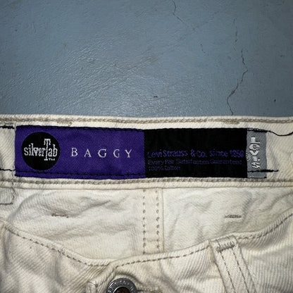 Levis SilverTab Vintage USA 90s Baggy Denim Jeans White Silver 34x30 Act 32x29