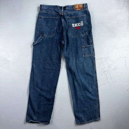 Richcow Jeans Vintage Y2K Carpenter Blue Denim Jeans Mens Size 38x32 Embroidery