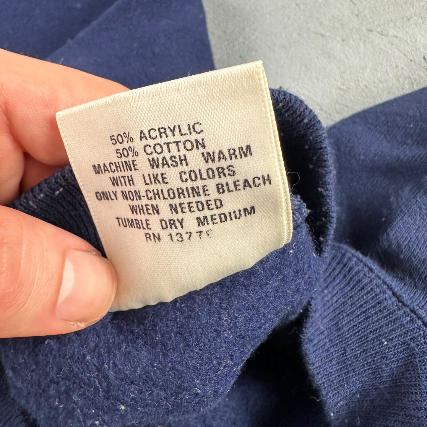 Hanes XL Blank Sweatshirt 90s VTG Crewneck USA Navy Blue Simple Basic Blank