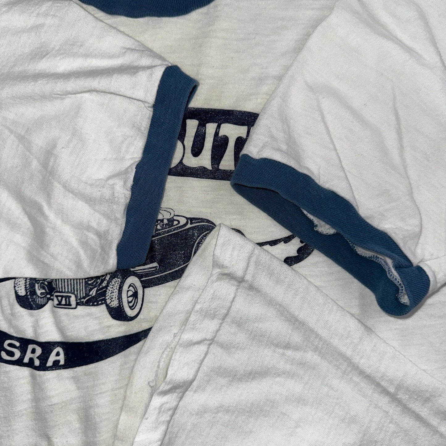 Round Butte Oregon 1970s VTG T Shirt 1978 Rockabilly Ringer Cars Hot Rod PDX Art