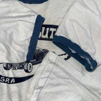 Round Butte Oregon 1970s VTG T Shirt 1978 Rockabilly Ringer Cars Hot Rod PDX Art