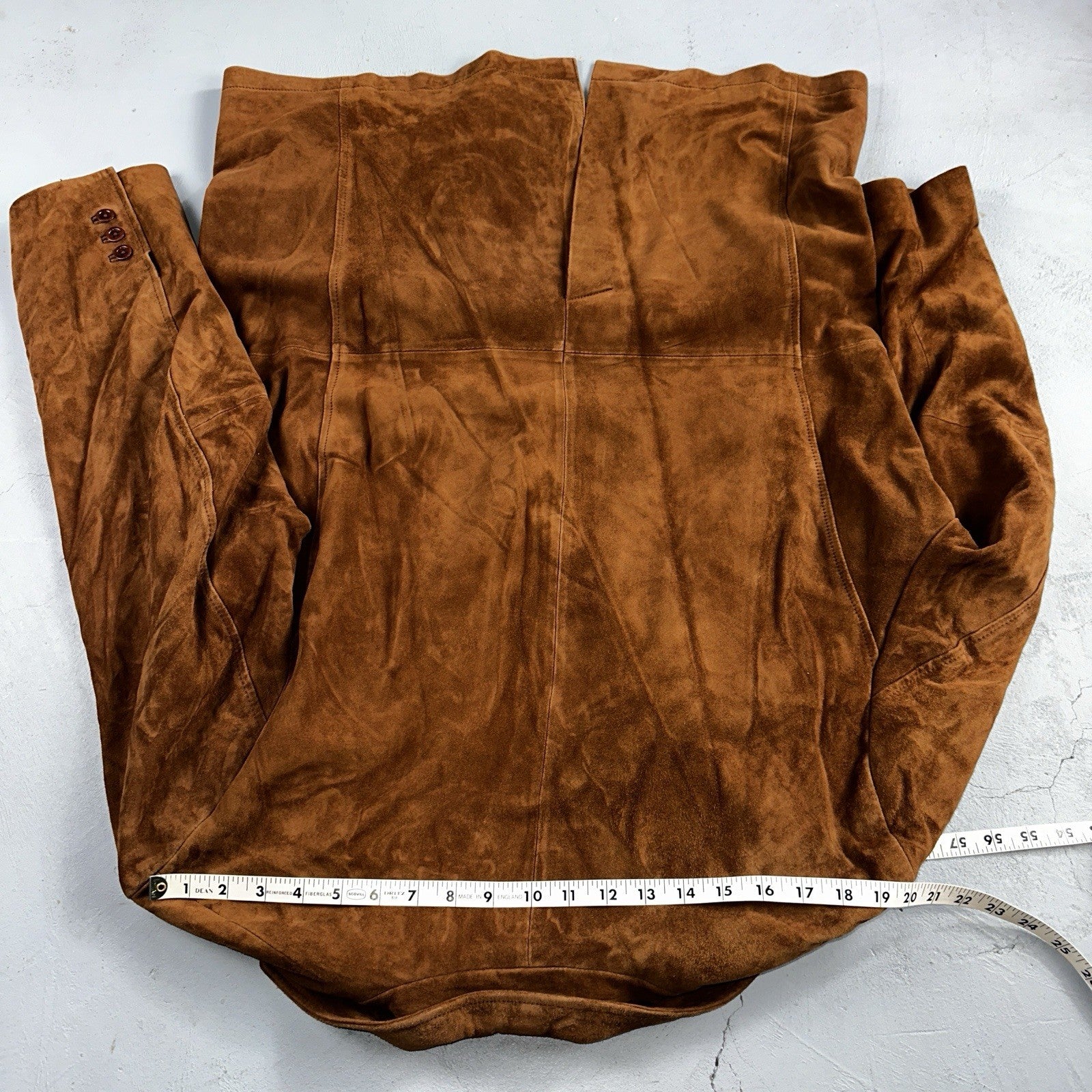 Orvis Mens 44 Suede leather blazer sport coat Lined jacket Brown Pockets