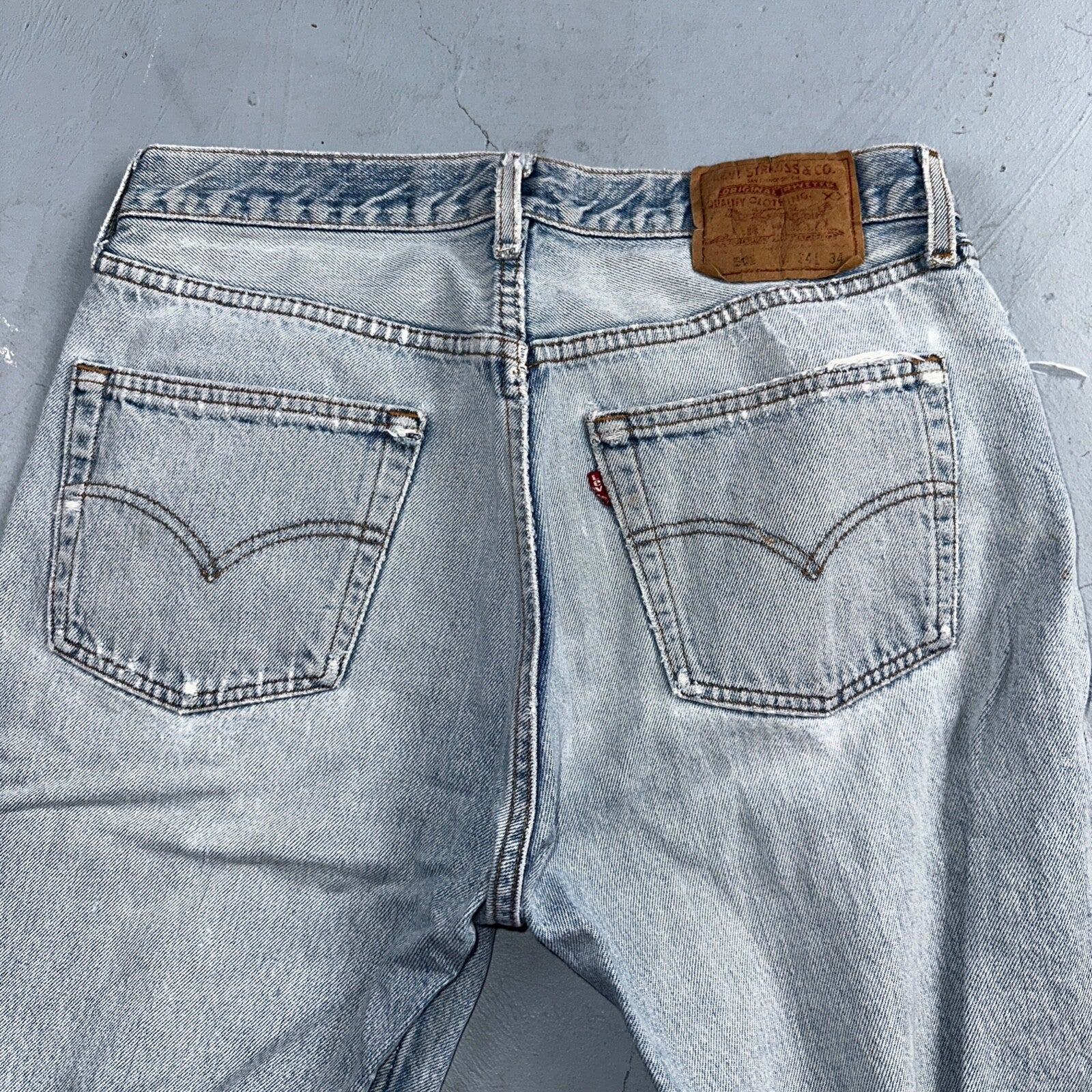 Levis 501 Vintage 90s USA XX Straight Leg Jeans Blue Light Wash 34x34 Act 31x33