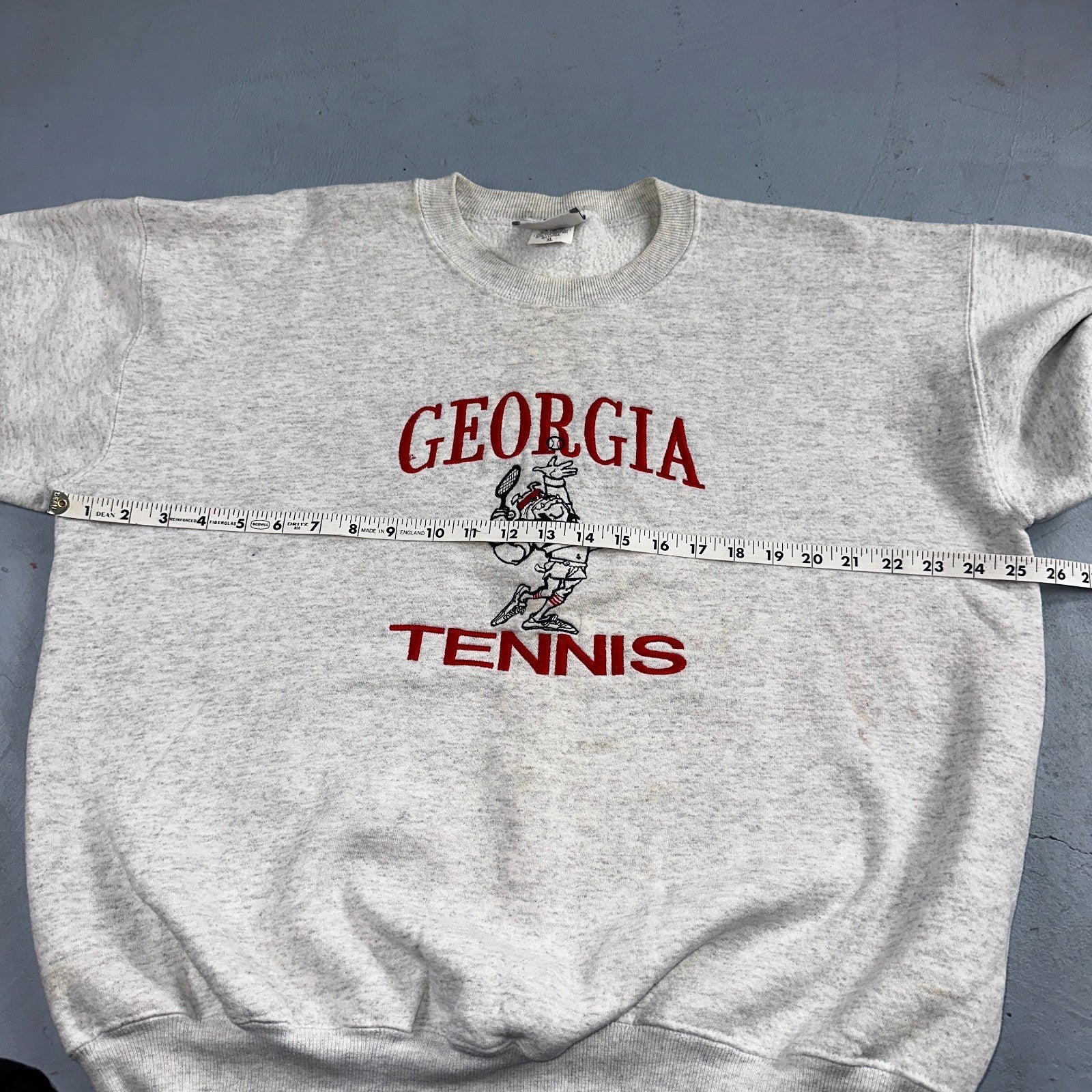 Georgia Tennis Bulldogs Sweatshirt Mens XL Lee Gray Red Pullover Cotton 90s USA