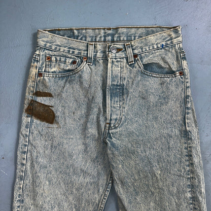 Levis 501 Vintage 90s USA XX Straight Leg Jeans Blue Light Wash 30x34 Act 27x34