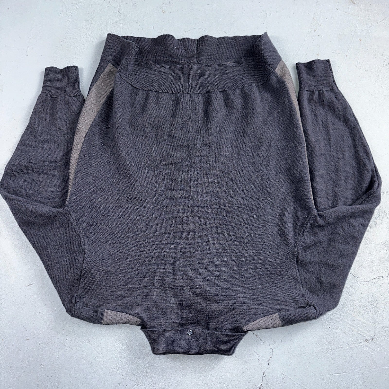 VTG 1960s Kintted Shirt Polo Gray Loop Collar Cardigan Sweater Rockabilly Kramer