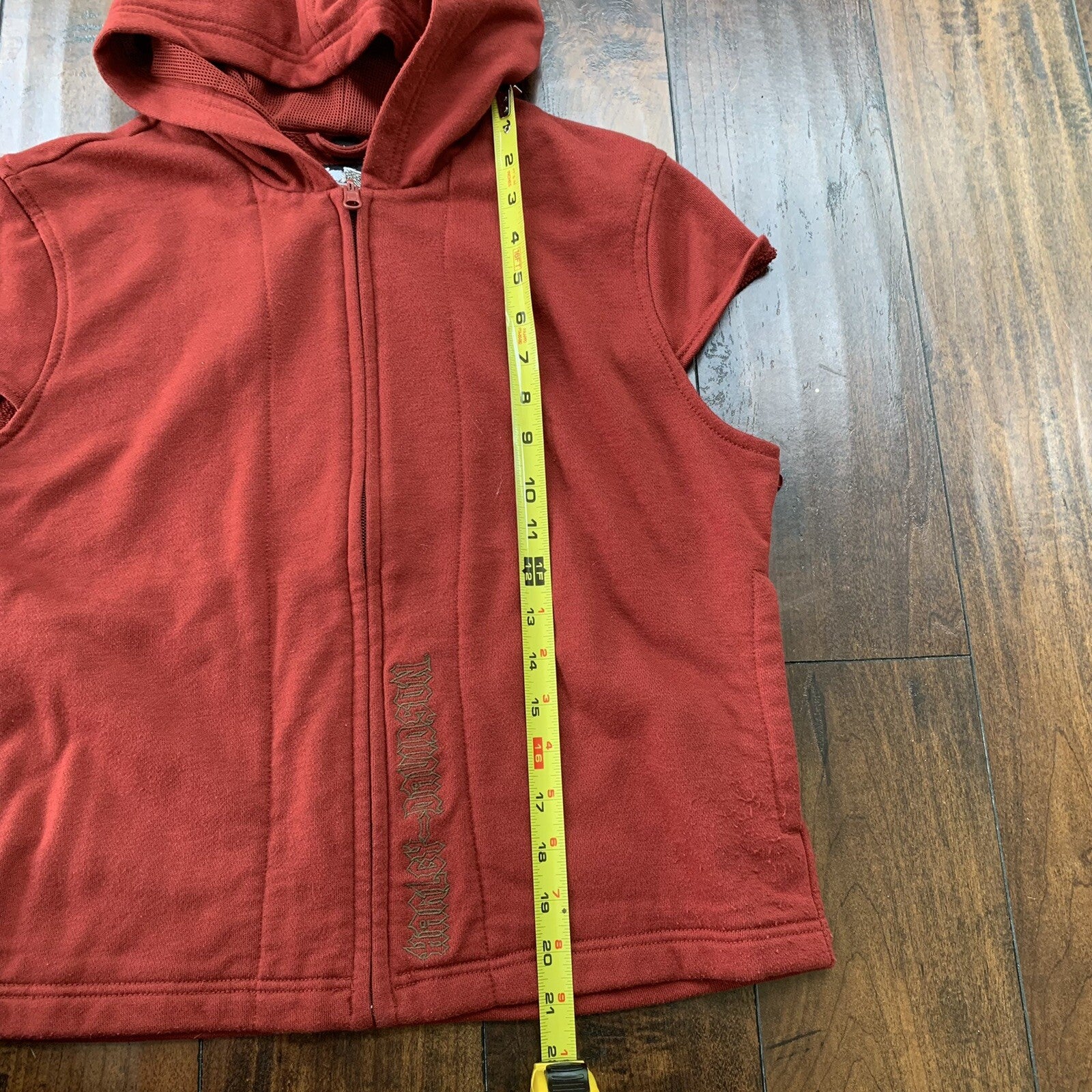 Harley Davidson Womens L Red Full Zip Fleece Vest Zipper Shirt Vintage Y2K